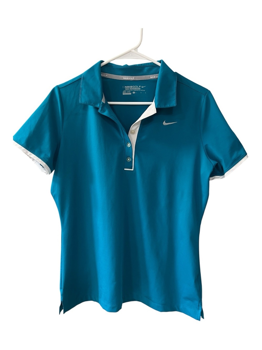 Nike Golf Teal & White Tour Performance DRI-FIT Size L Women